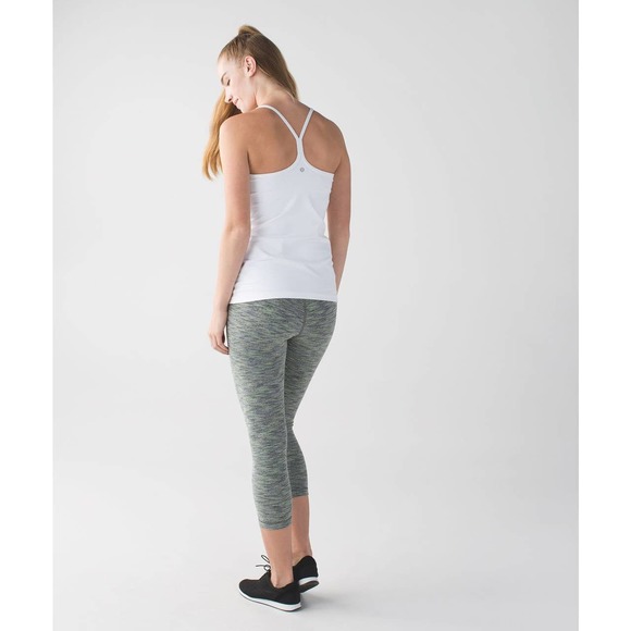 Lululemon Wunder Under Crop Leggings 4 Green Space Dye Mid Rise Knit - Picture 4 of 13